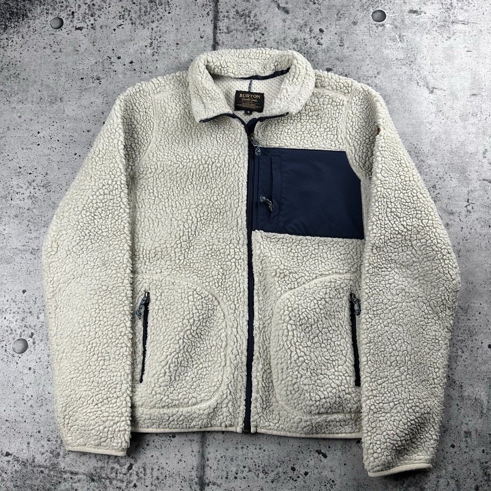 Burton Sherpa Fleece Deep Pile Creme Blue Size Small
